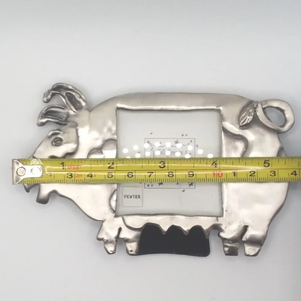 Vintage‎ Ashleigh Manor  Pig Pewter Picture Frame Ruth Reynolds Folk Frames 1996